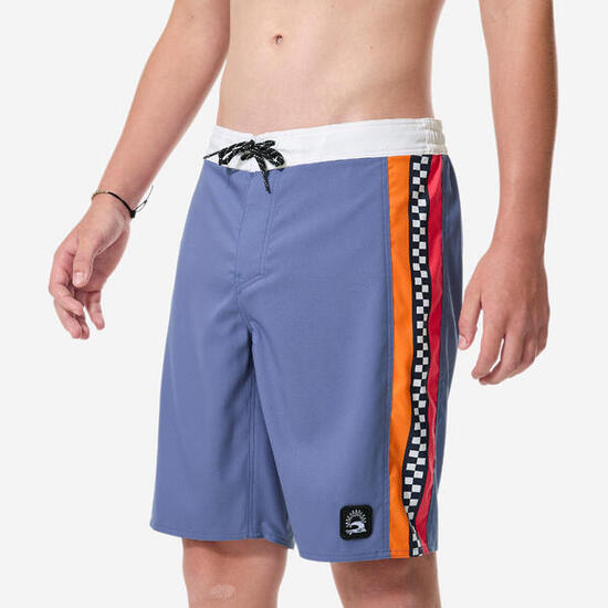 Short de bain surf enfant, 900 Checklines bleu