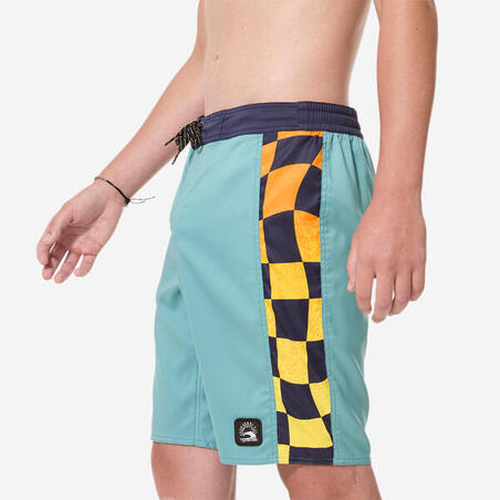 Шорти дитячі 900 Ckeckboard для серфінгу сині