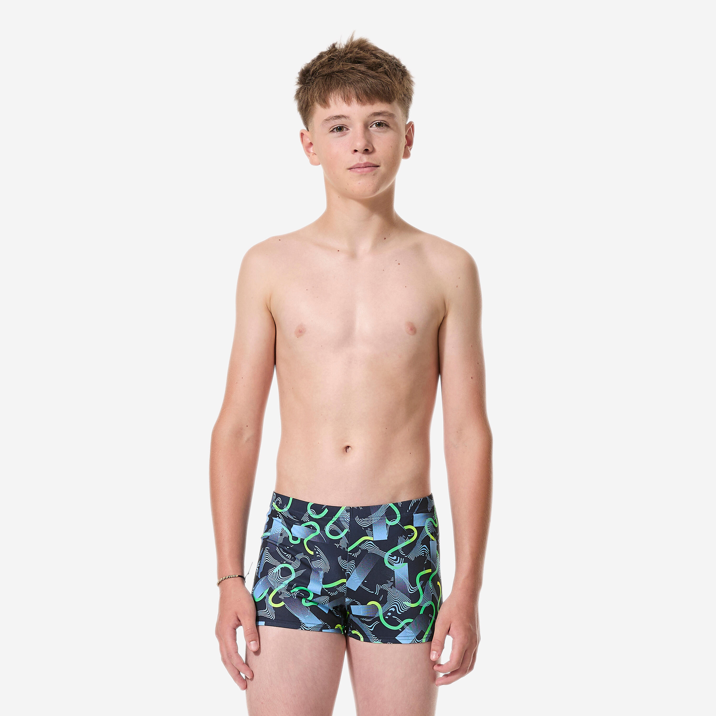 Boxer de bain natation Garçon ado, Fiti circ vert 2/9