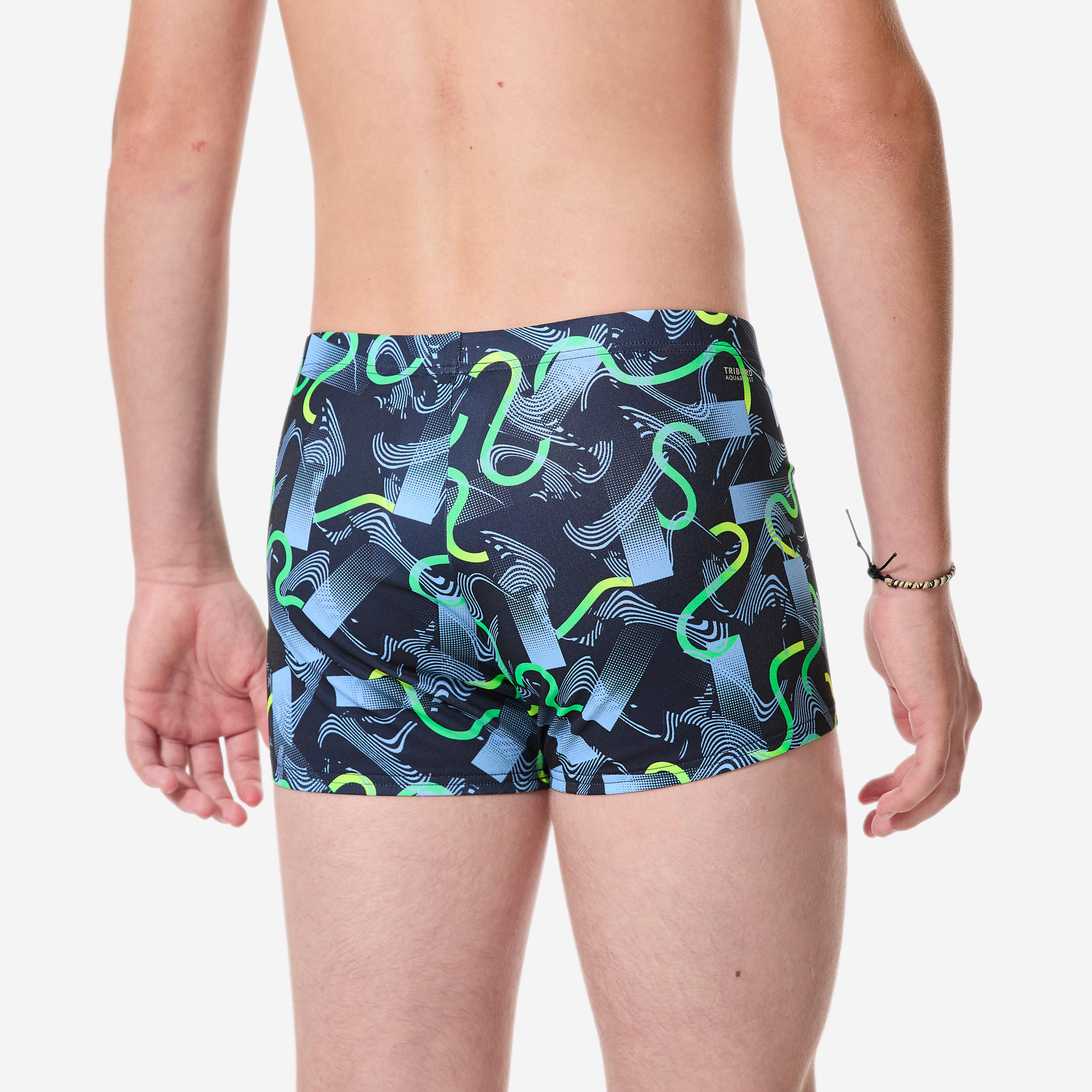 Boxer de bain natation Garçon ado, Fiti circ vert 3/9