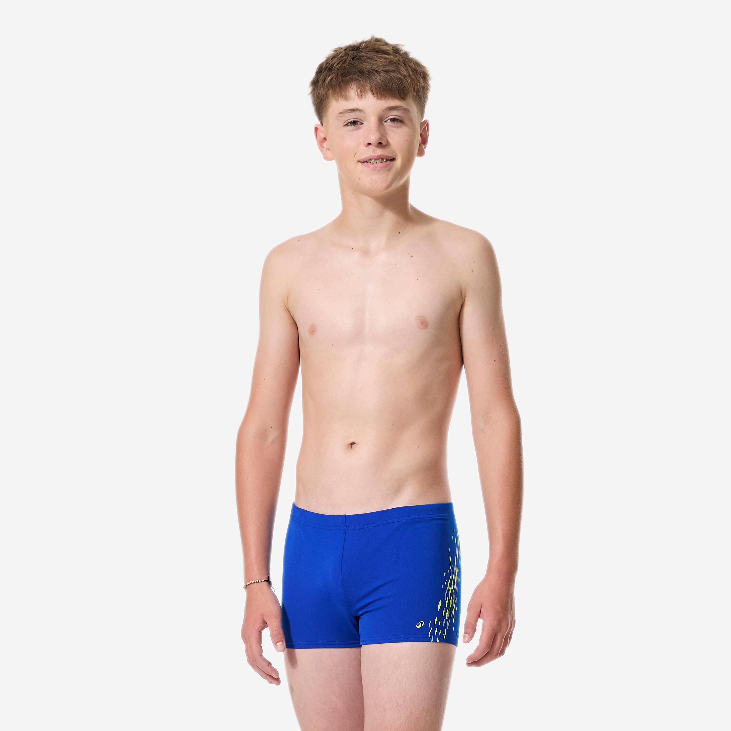 Bañador Niño Adolescente Bóxer Natación Fiti Corner Azul-Amarillo 3/10