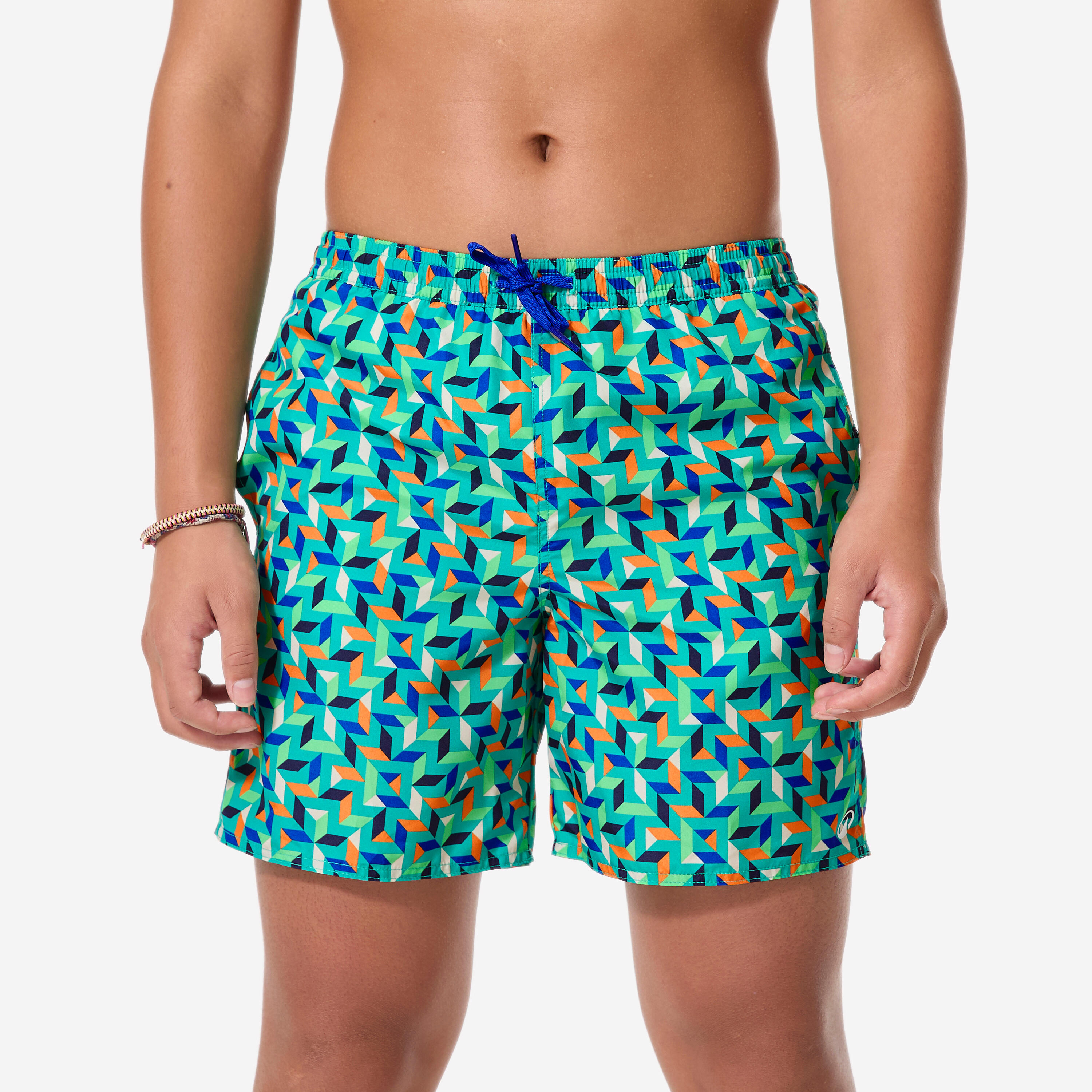 Kids’ surfing swim shorts, 100 Geokani green