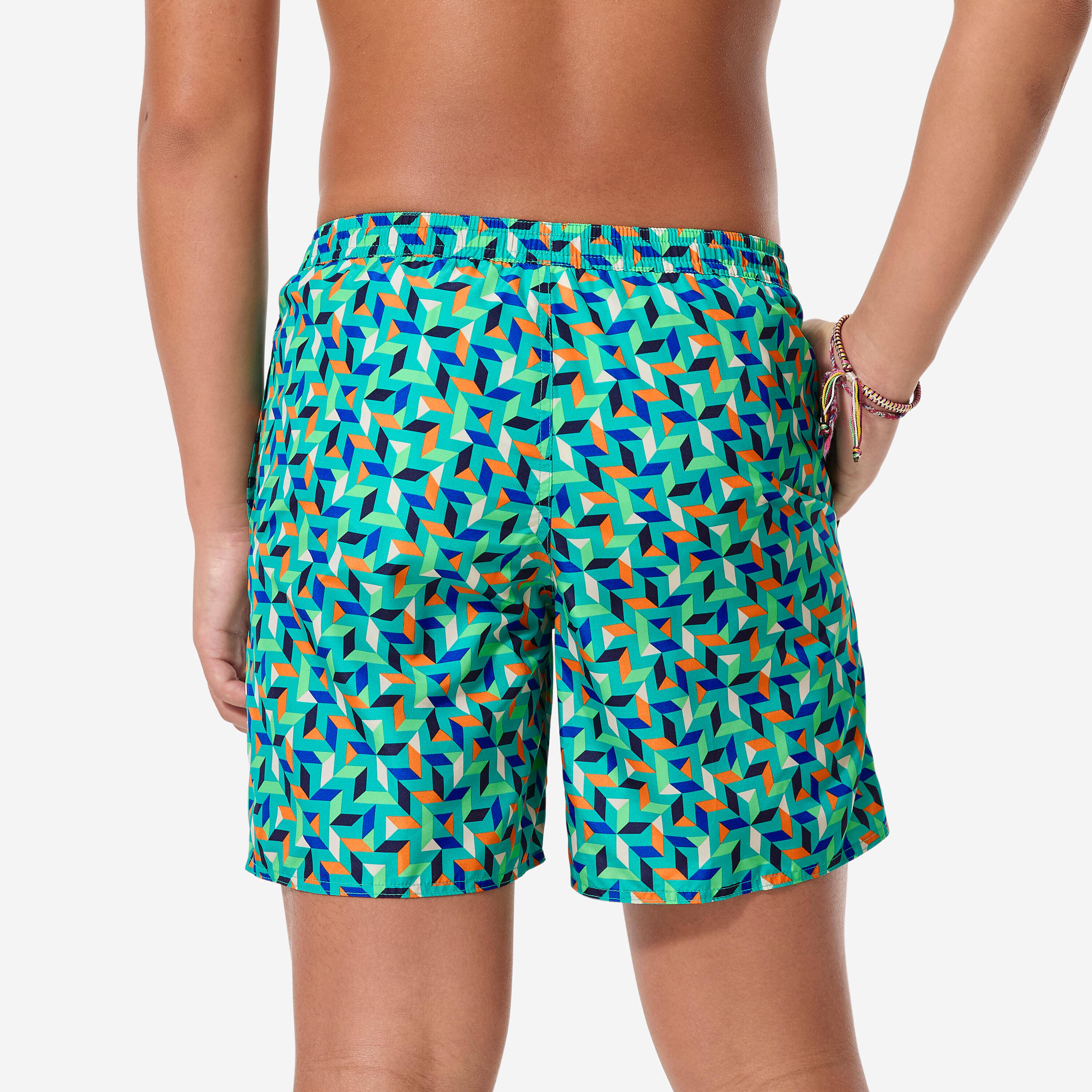 Kids’ surfing swim shorts, 100 Geokani green -  3
