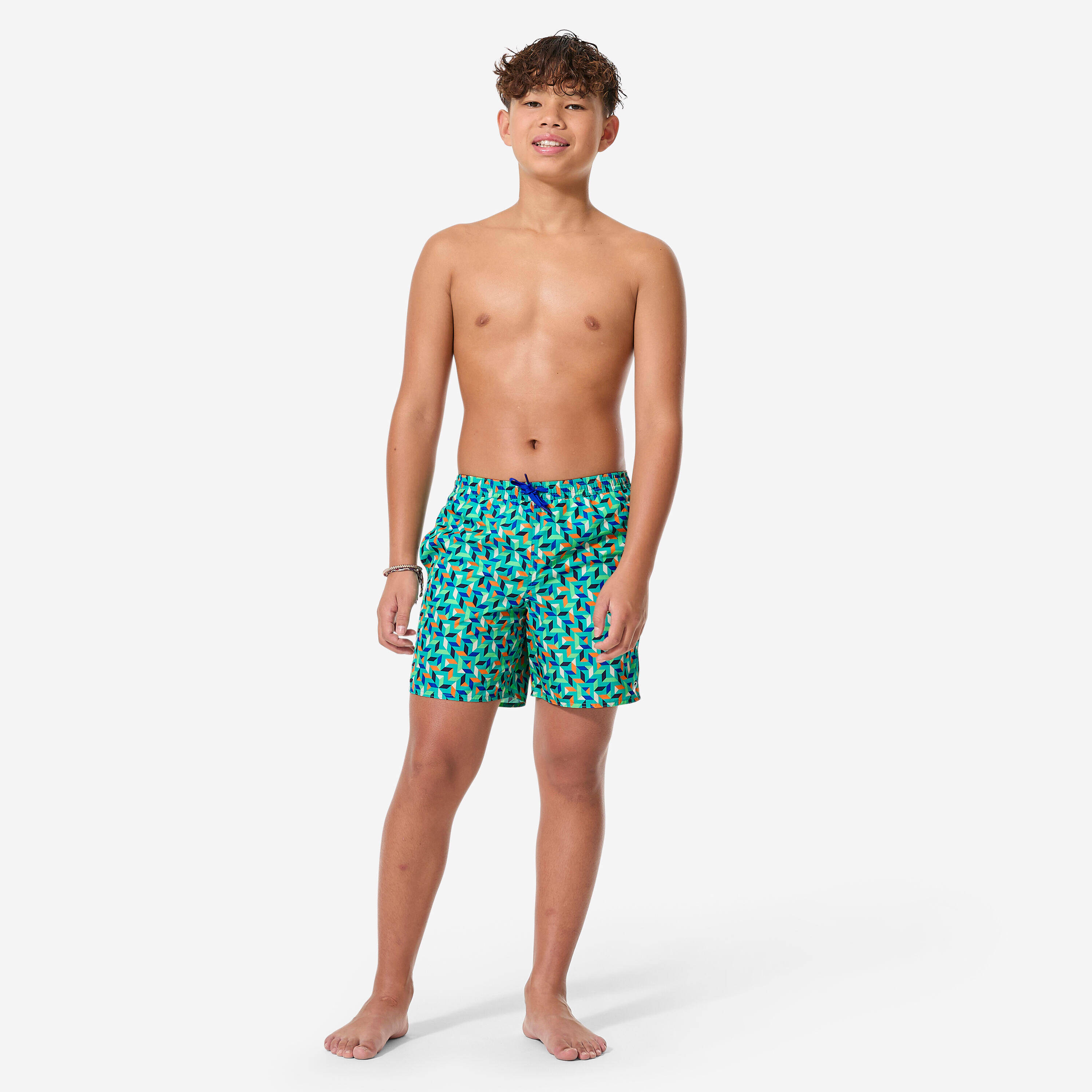 Kids’ surfing swim shorts, 100 Geokani green -  2