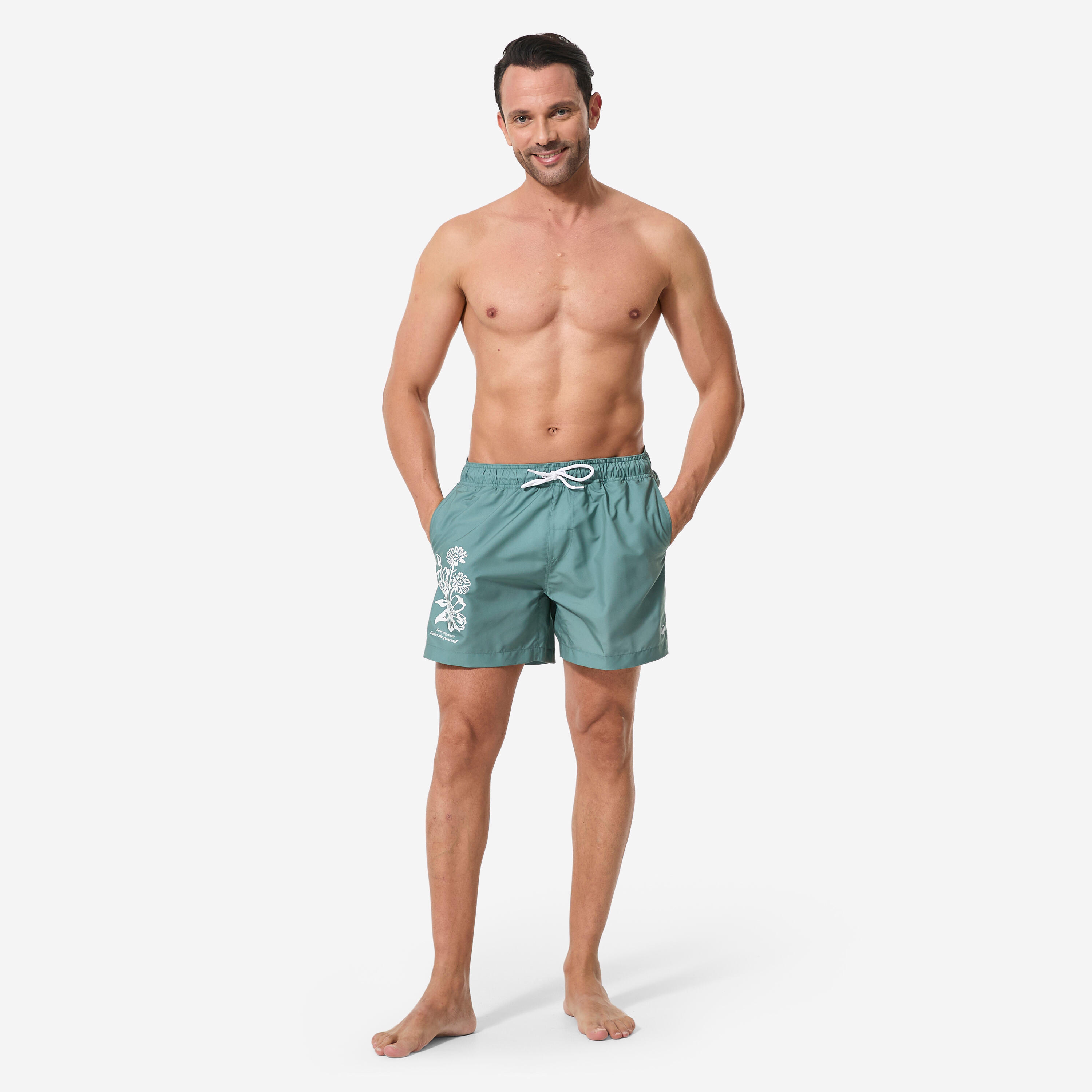 Boardshort surf short de bain court 15" homme, 100 Rad vert 9/19