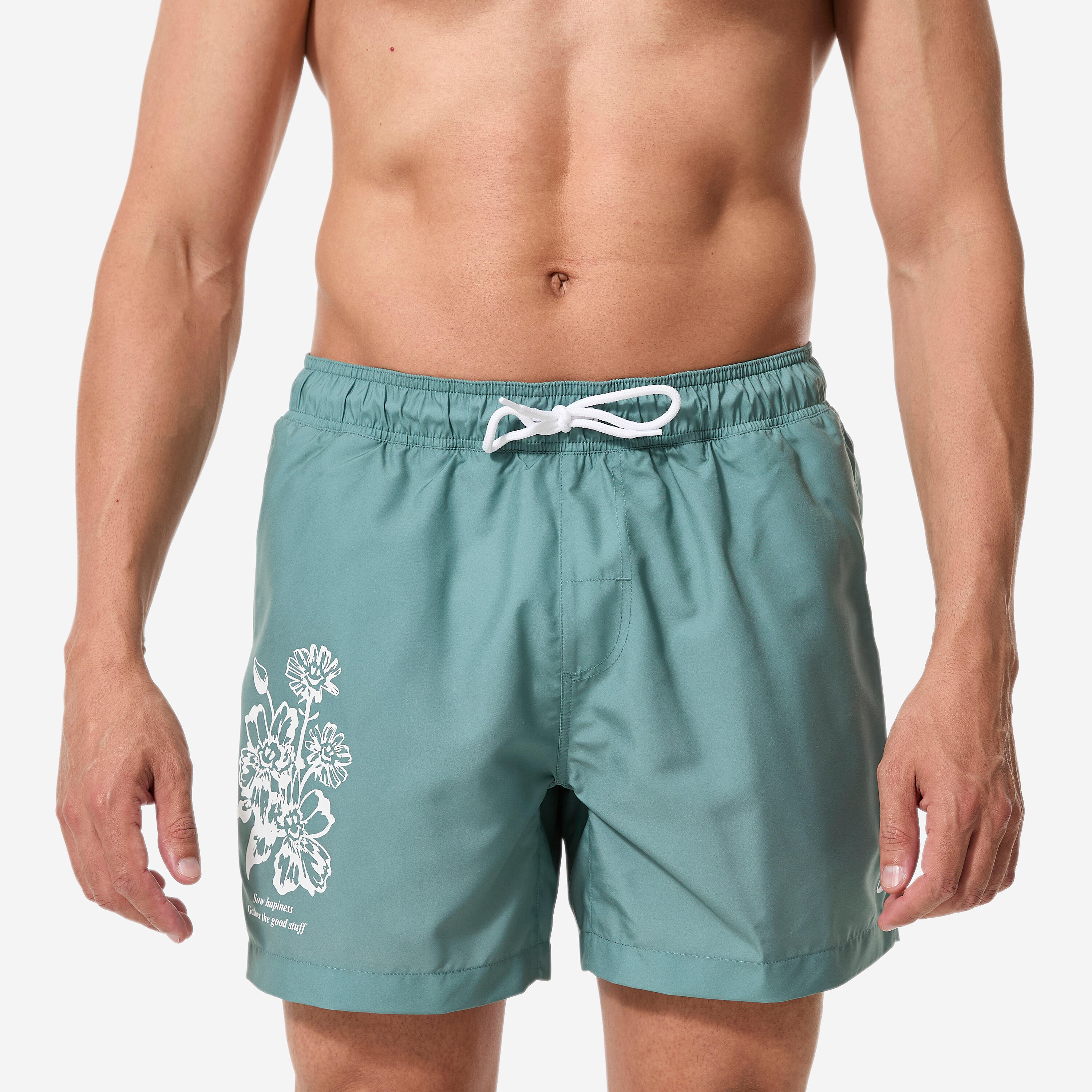 Boardshort surf short de bain court 15" homme, 100 Rad vert 8/19