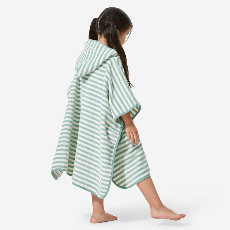 Poncho de de baie dungi Verde Bebeluși