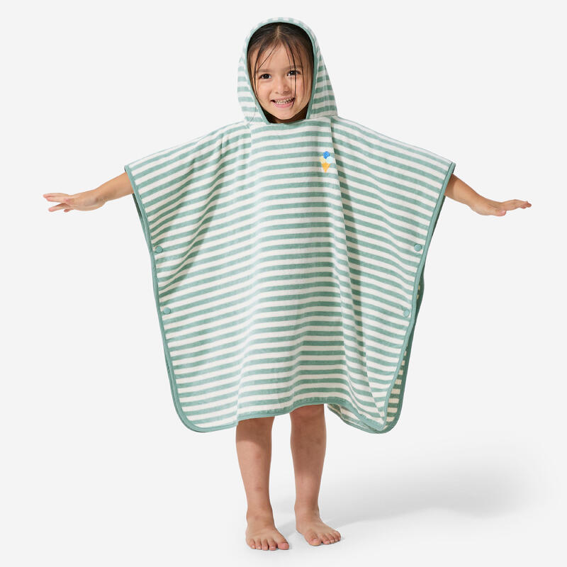 Poncho de de baie dungi Verde Bebeluși
