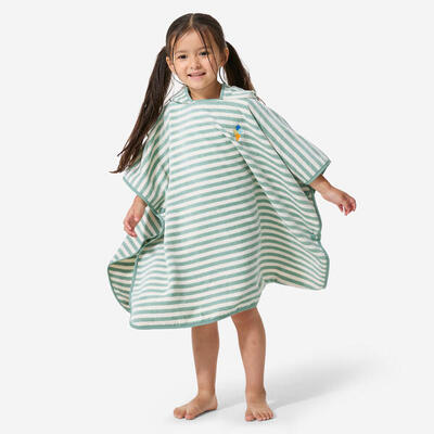 Badponcho baby/kind groen gestreept