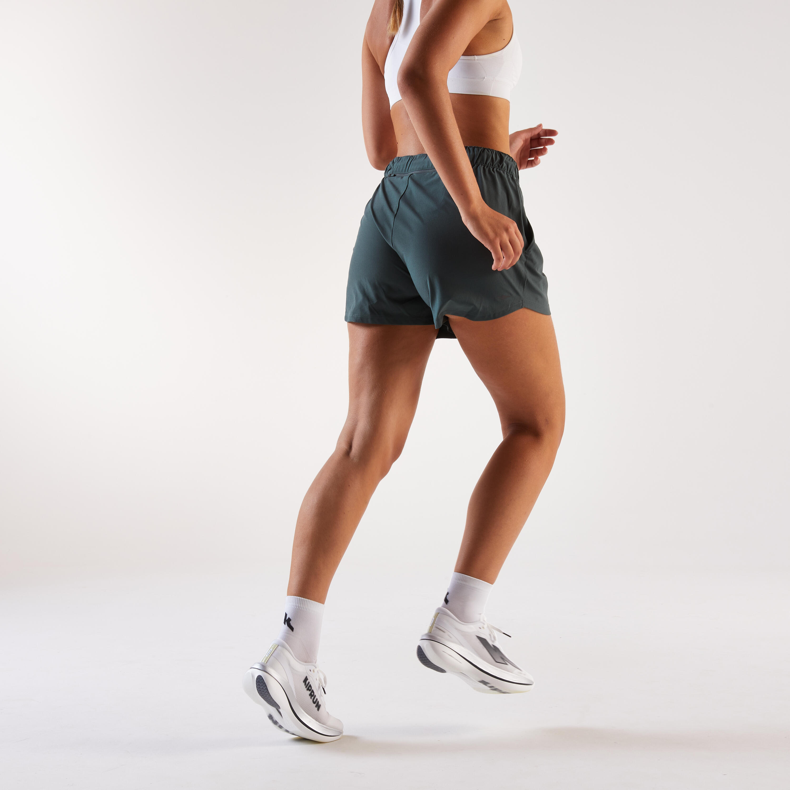 Pantalón corto running trail transpirable Mujer KIPRUN Run 500 Dry verde oscuro 3/7
