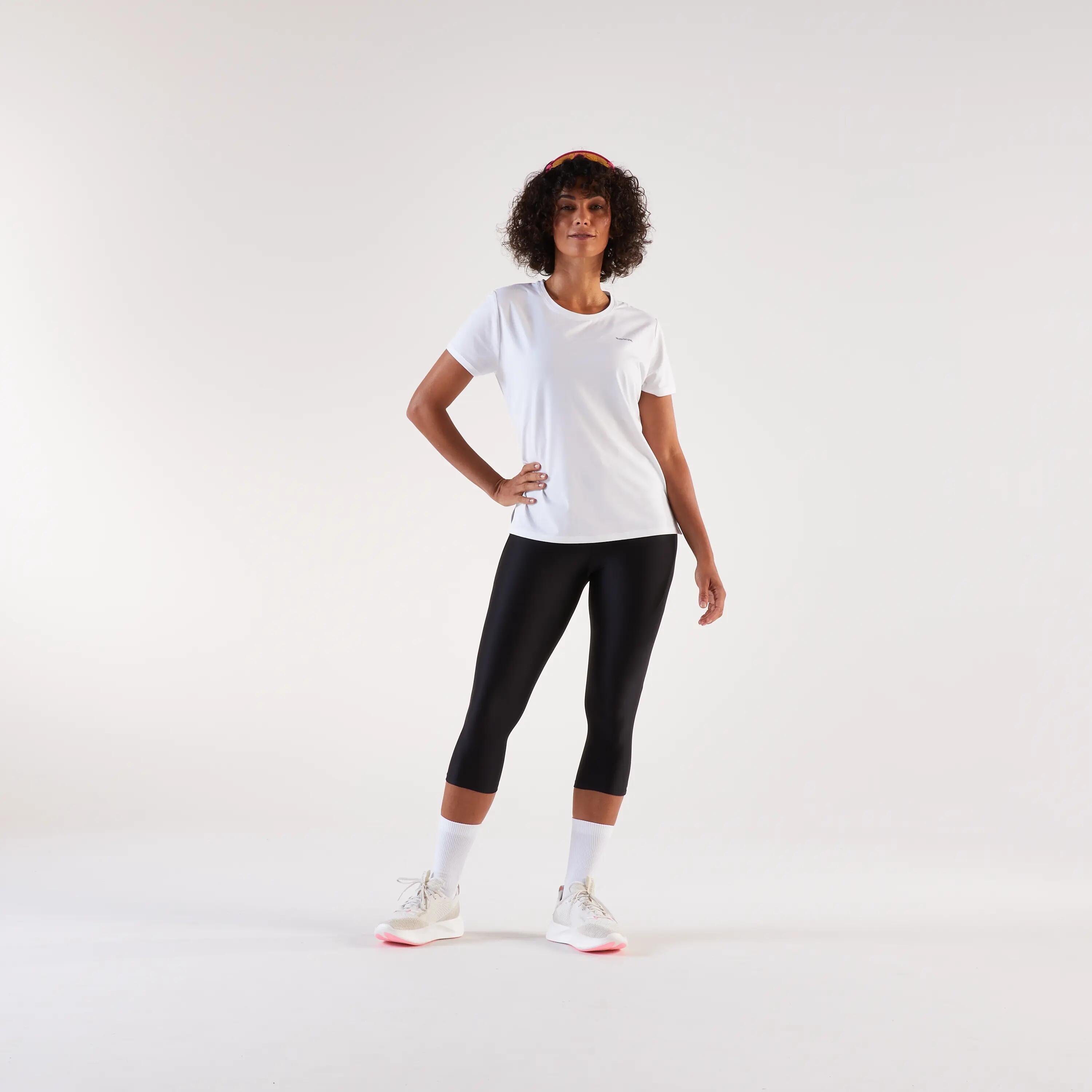 Leggings capri de running negros para mujer Kiprun RUN 100 11/17