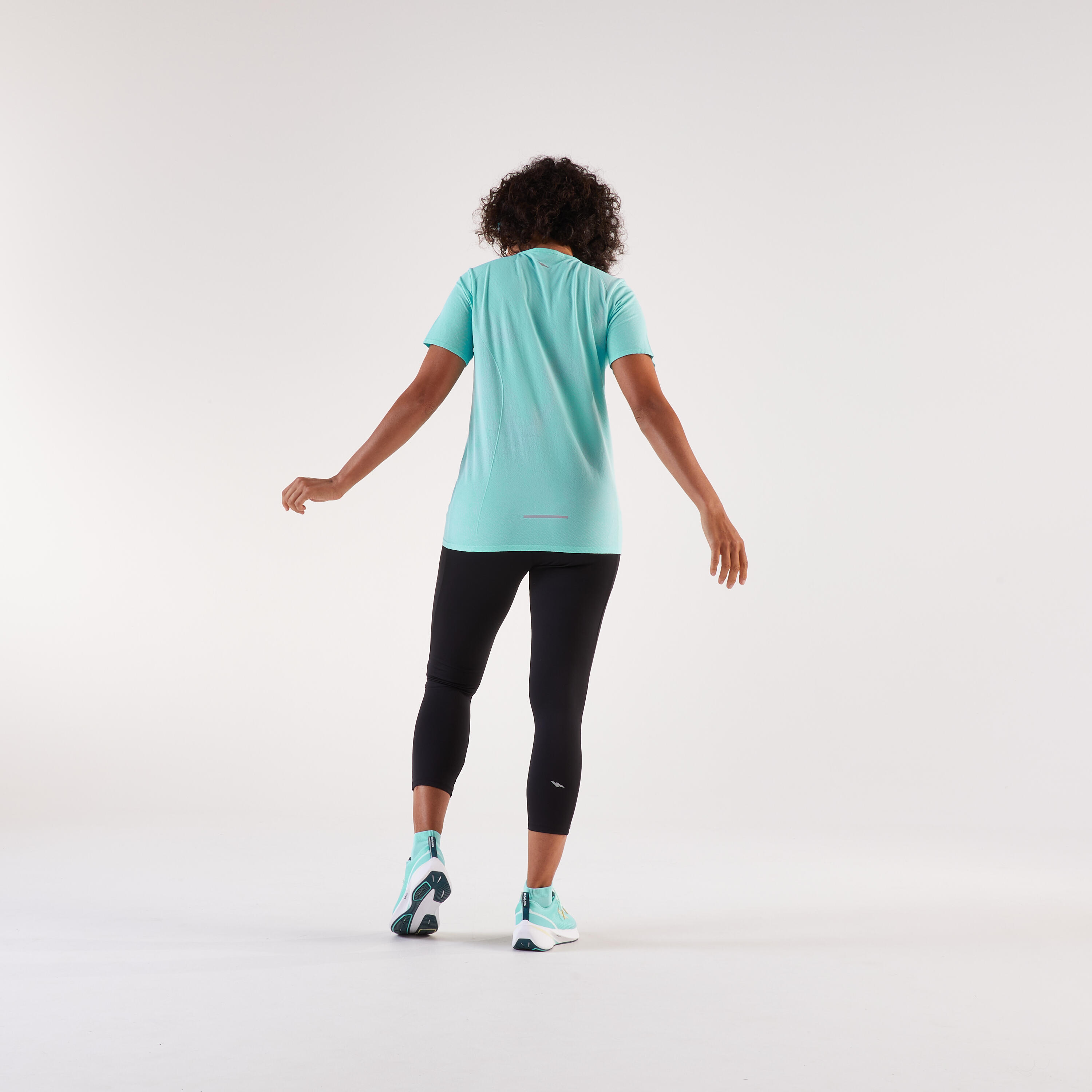 Leggings Curtas de Corrida Mulher KIPRUN Run 500 Confort Respiráveis Preto 9/9