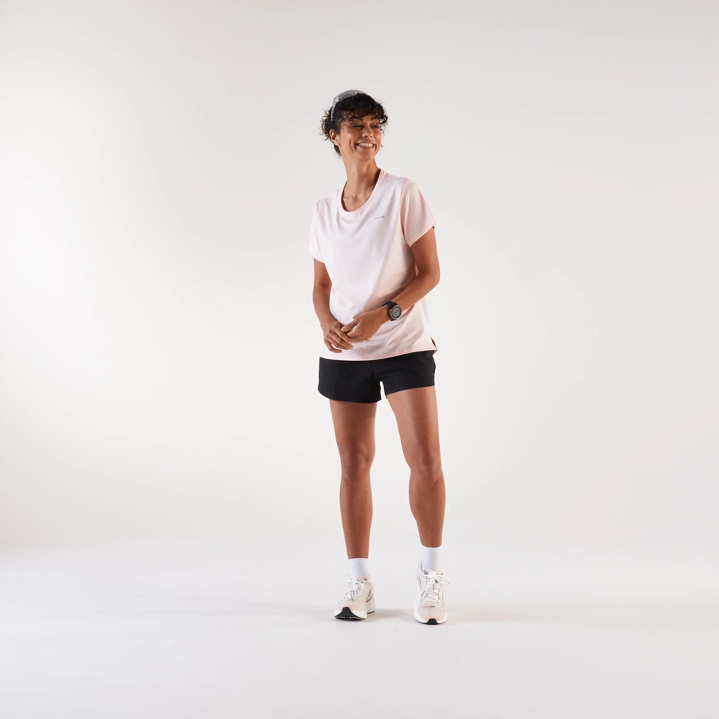 Tricou de alergare respirant - kiprun run 500 dry Roz Damă 8/20