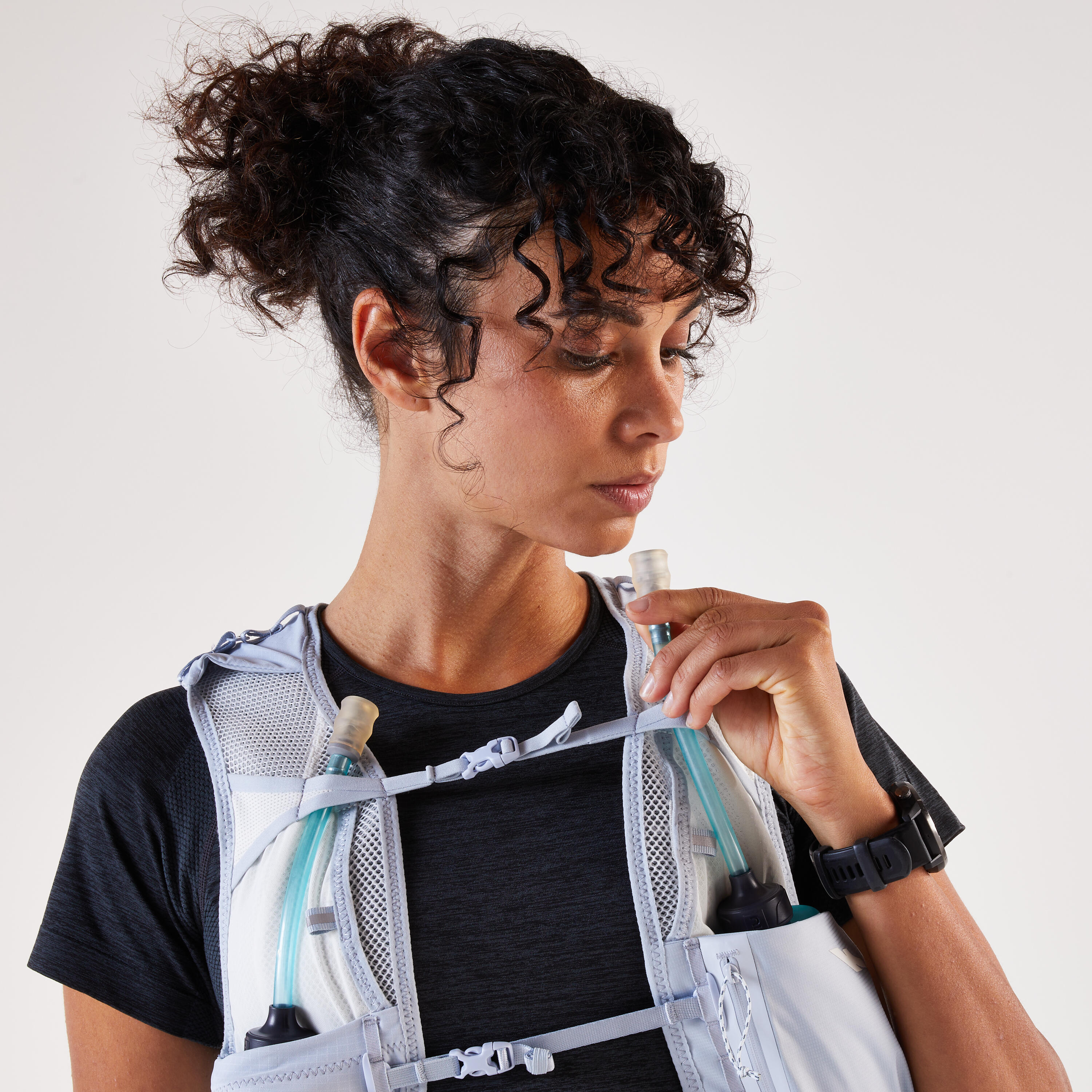 Sac trail running femme + 2 flasques 500ml incluses - KIPRUN 900 8L W Bleu 6/16