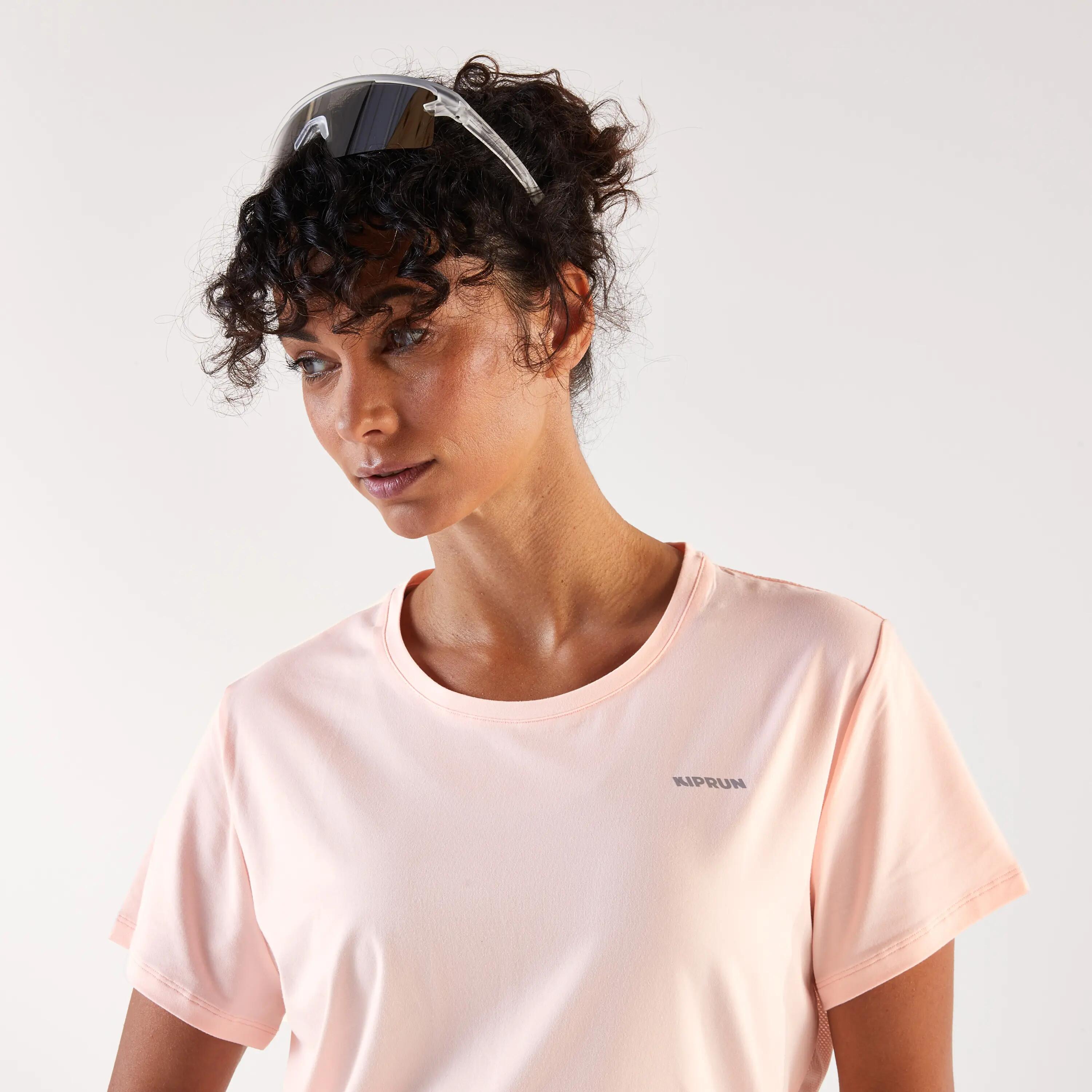 Tricou de alergare respirant - kiprun run 500 dry Roz Damă 15/20