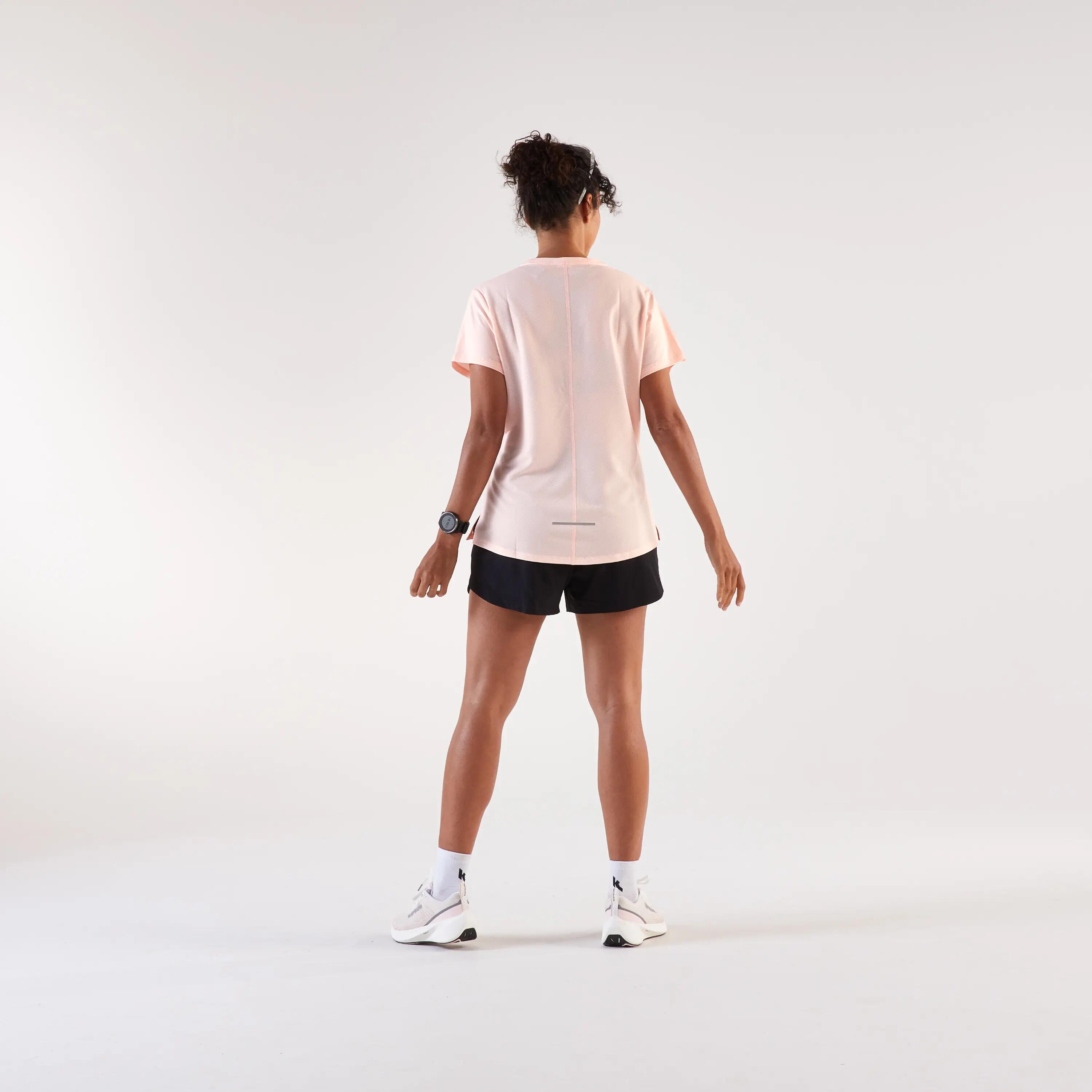 Tricou de alergare respirant - kiprun run 500 dry Roz Damă 12/20