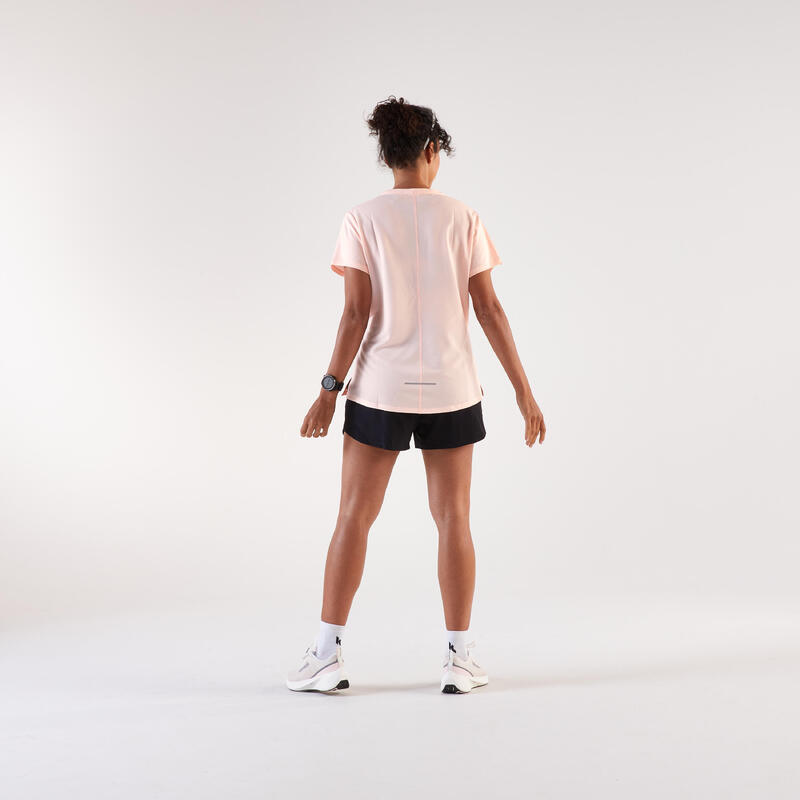 Tricou de alergare respirant - kiprun run 500 dry Roz Damă