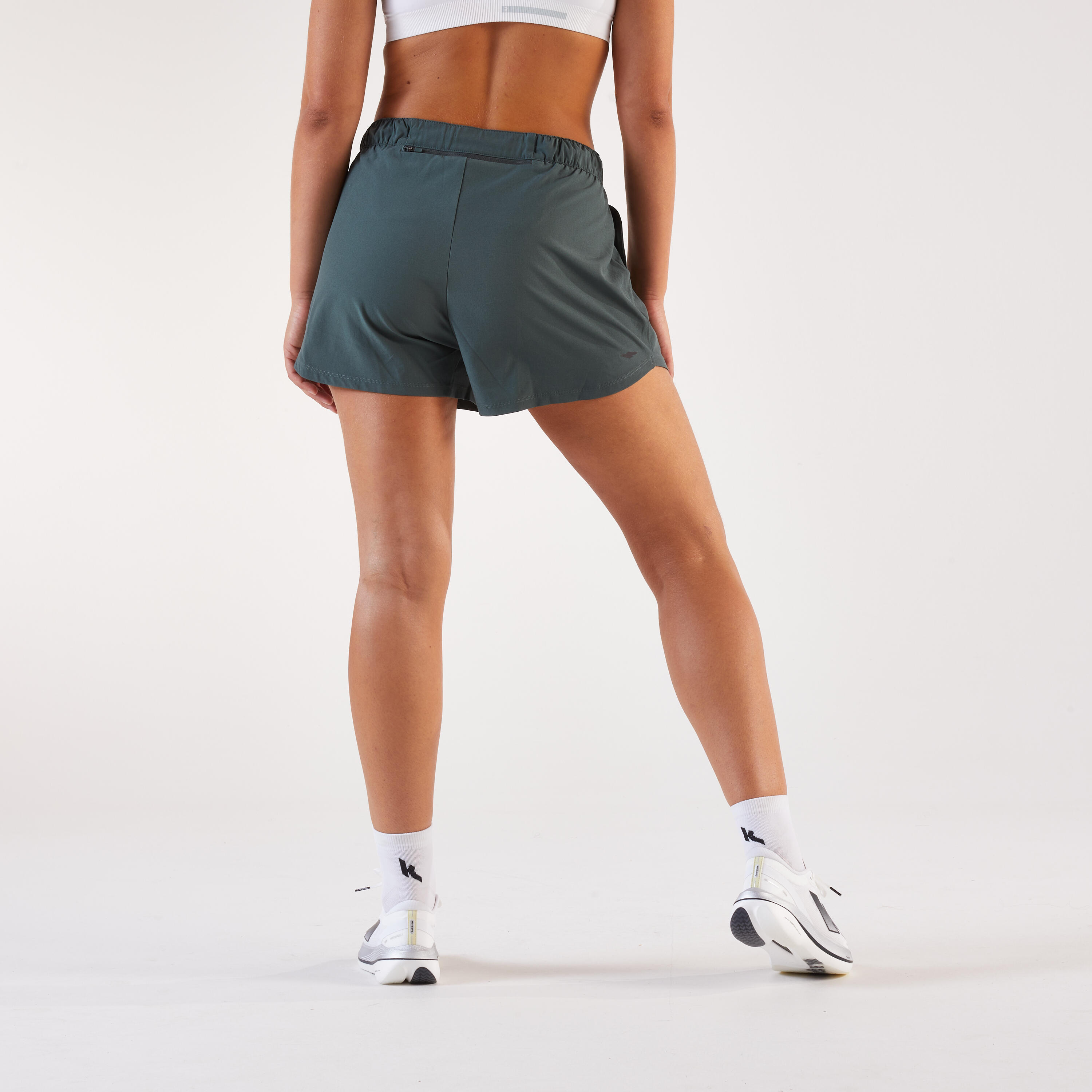 Pantalón corto running trail transpirable Mujer KIPRUN Run 500 Dry verde oscuro 6/7