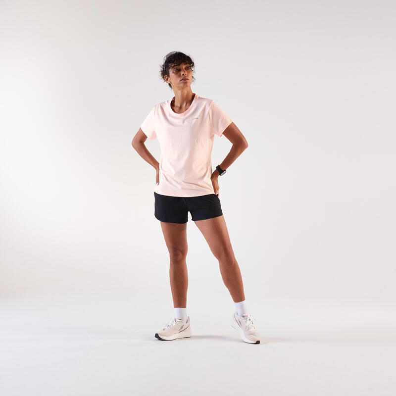 Tricou de alergare respirant - kiprun run 500 dry Roz Damă