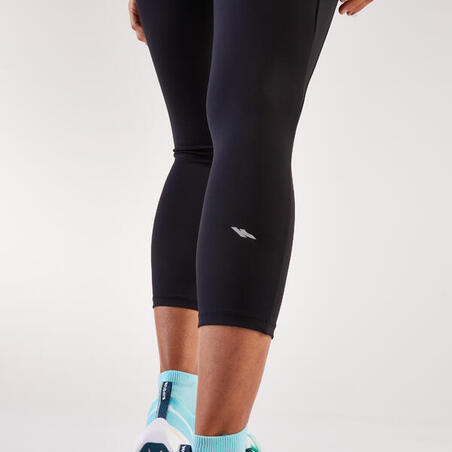 Легінси жіночі KIPRUN Run 500 вкорочені чорні