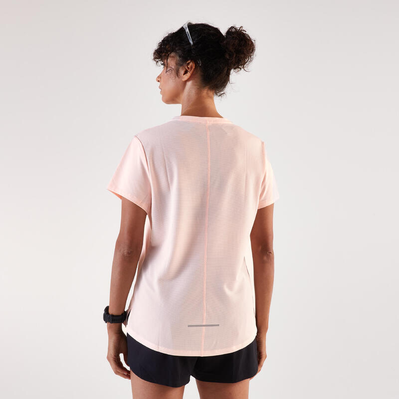 Tricou de alergare respirant - kiprun run 500 dry Roz Damă