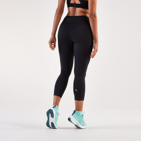 Легінси жіночі KIPRUN Run 500 вкорочені чорні