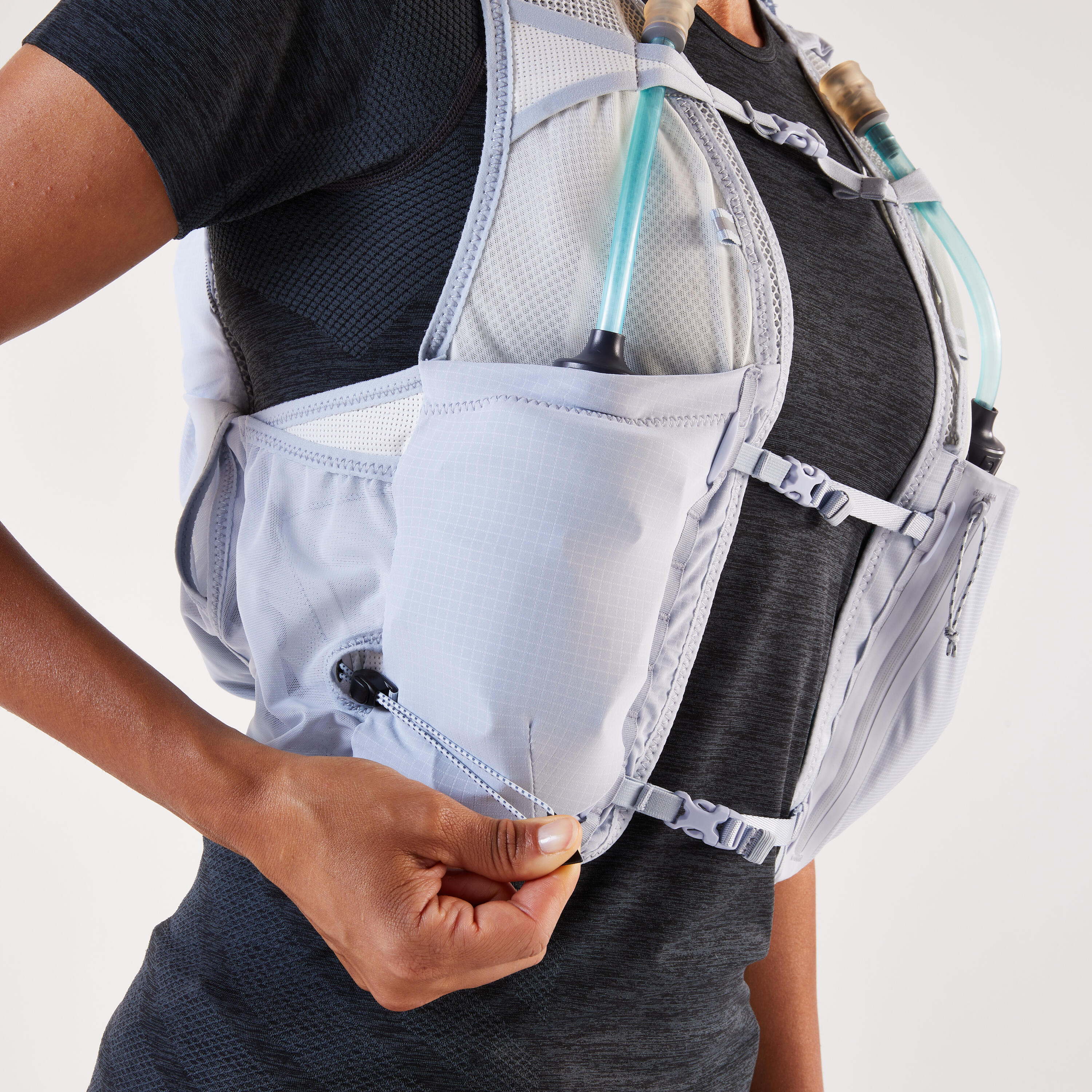 Sac trail running femme + 2 flasques 500ml incluses - KIPRUN 900 8L W Bleu 5/16