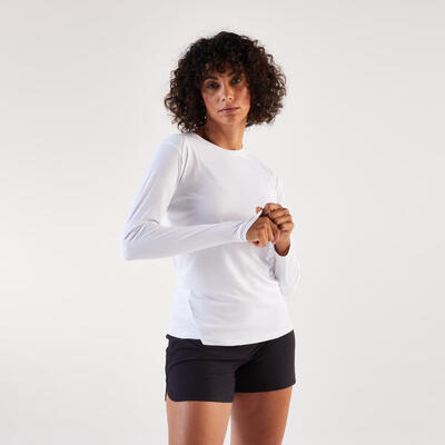 Maglia manica lunga running donna SUN PROTECT bianca