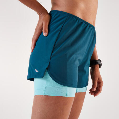 Шорти жіночі Run 500 Comfort для бігу темно-бірюзові