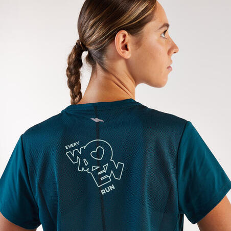 Футболка жіноча Run 500 Dry для бігу синя