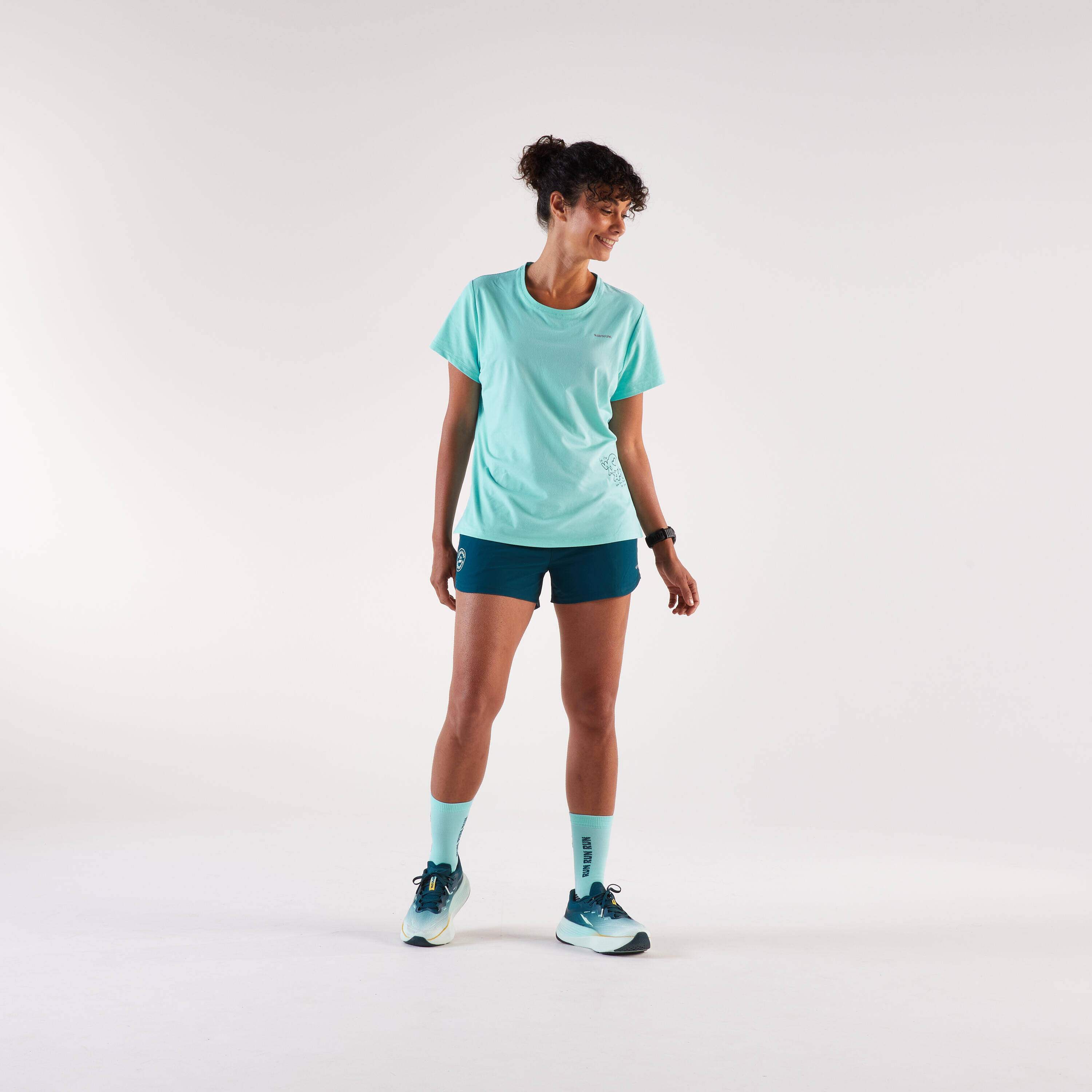 Women's breathable running & trail shorts - Kiprun 500 dry - Teal -  2