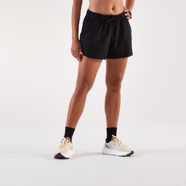 Pantalón corto running y trail transpirable KIPRUN Run 500 Mujer - negro