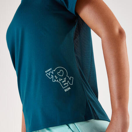 Футболка жіноча Run 500 Dry для бігу синя