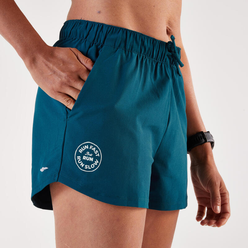 Șort respirant alergare trail Kiprun Run 500 Dry Albastru Damă