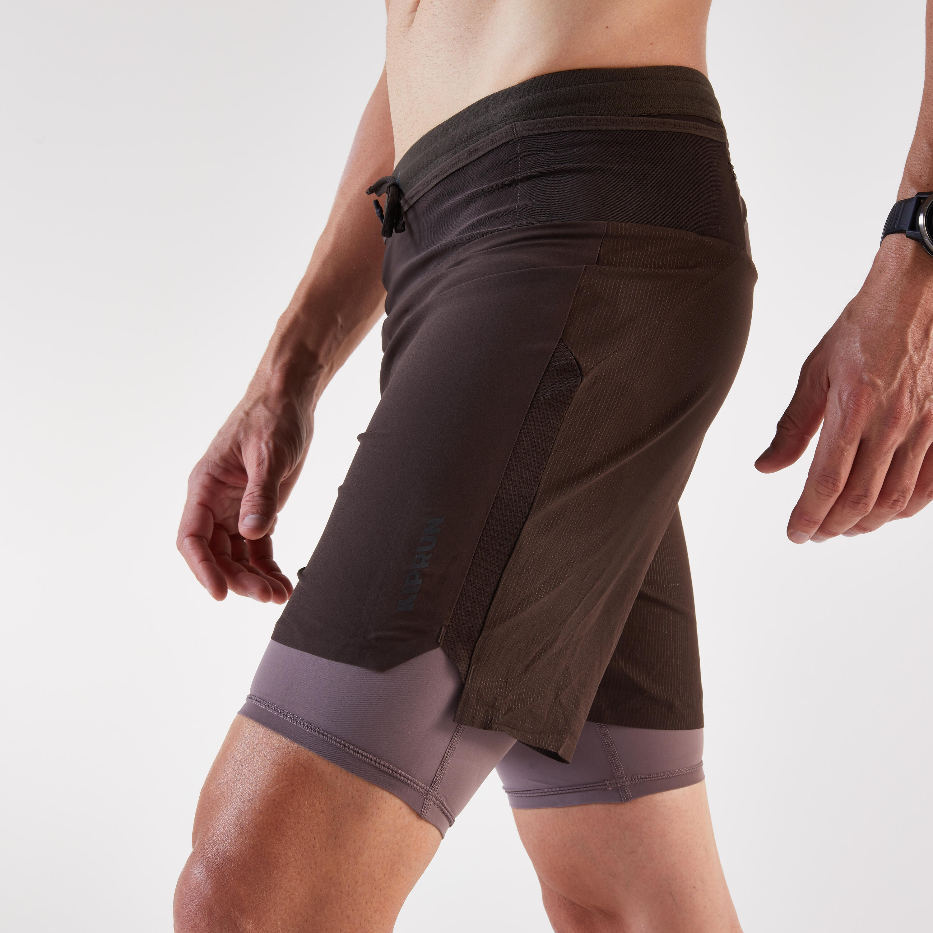 Laufshorts 2-in-1 Trailrunning Herren Langstrecke - Run Ultra 900 braun 8/11