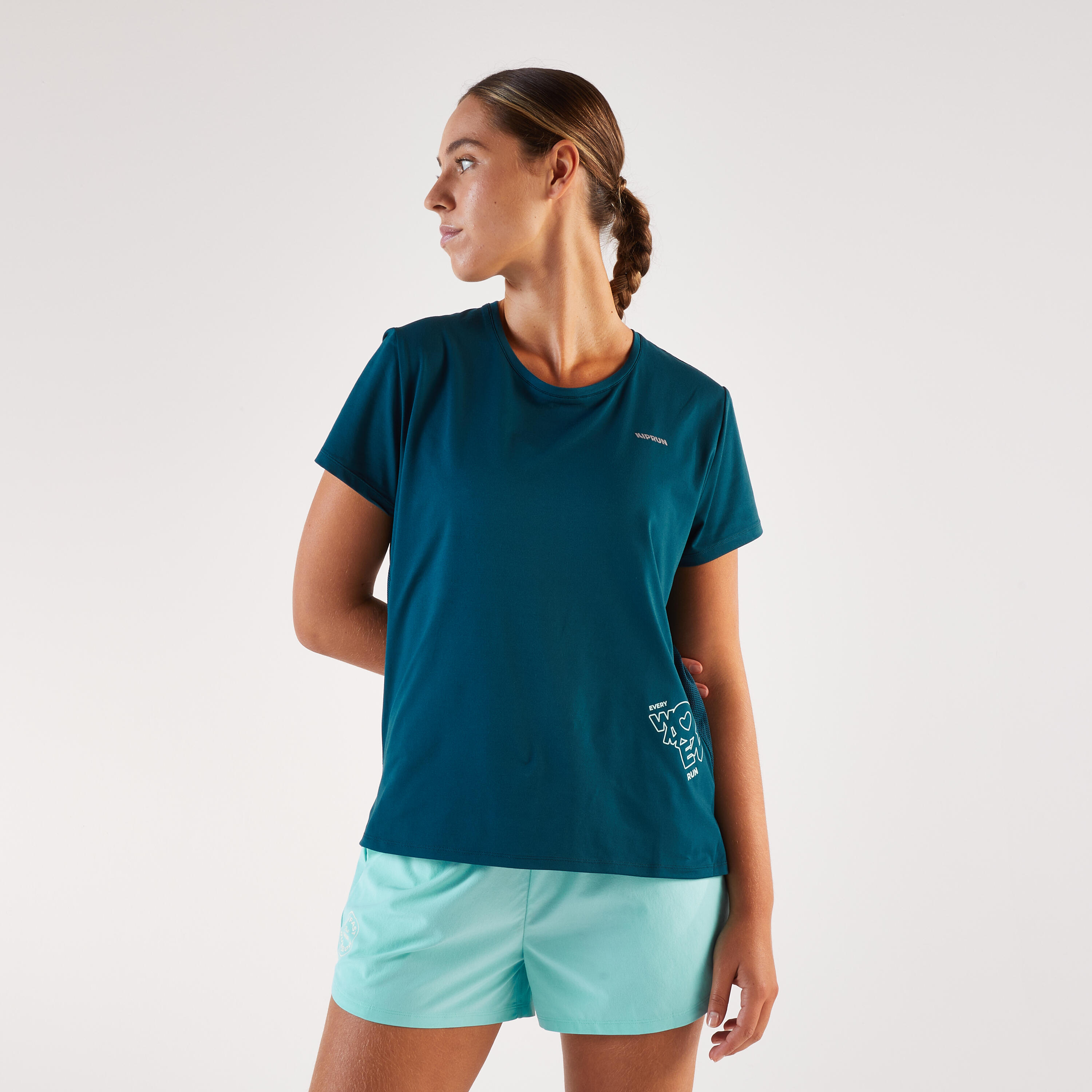 Samarreta running transpirable Dona - KIPRUN Run 500 Dry blau intens 10/11