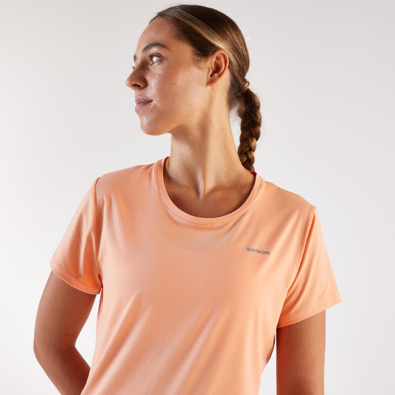 Tricou de alergare respirabil Kiprun Run 500 Dry Portocaliu Damă