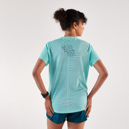 Футболка жіноча Run 500 Dry для бігу бірюзова