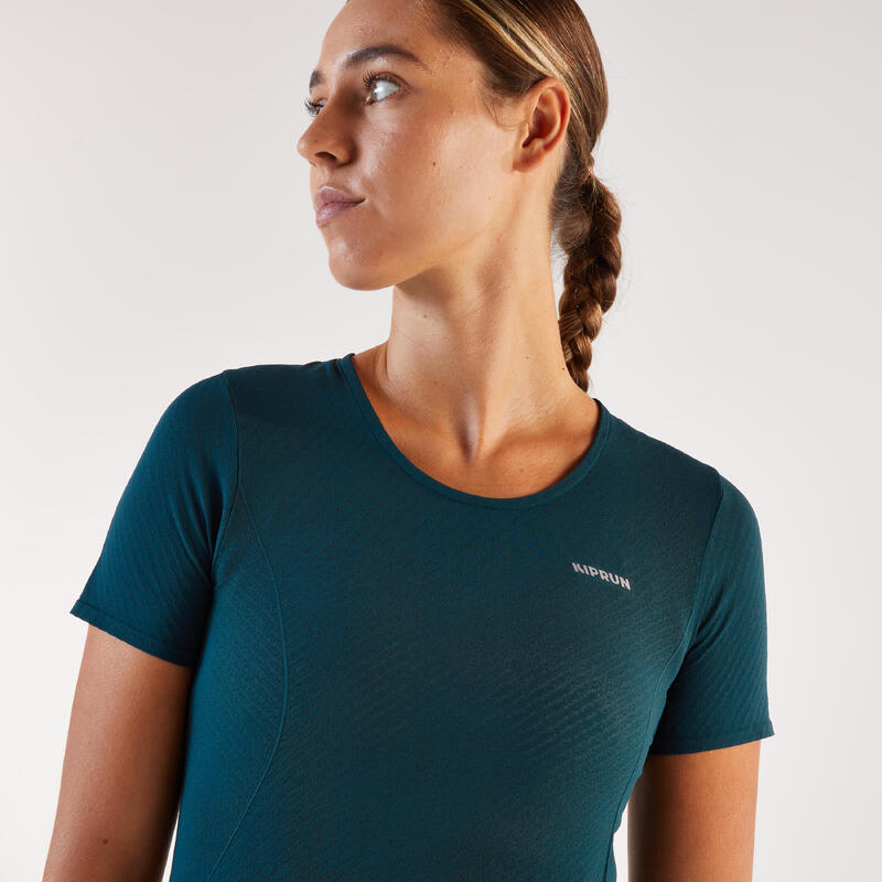 Tricou de alergare respirant Kiprun Run 500 Dry mov, damă