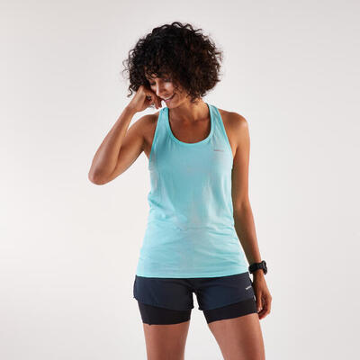Tanktop voor dames run 500 comfort turquoise