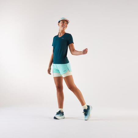 Кепка для бігу регульована унісекс жовта/синя/бірюзова