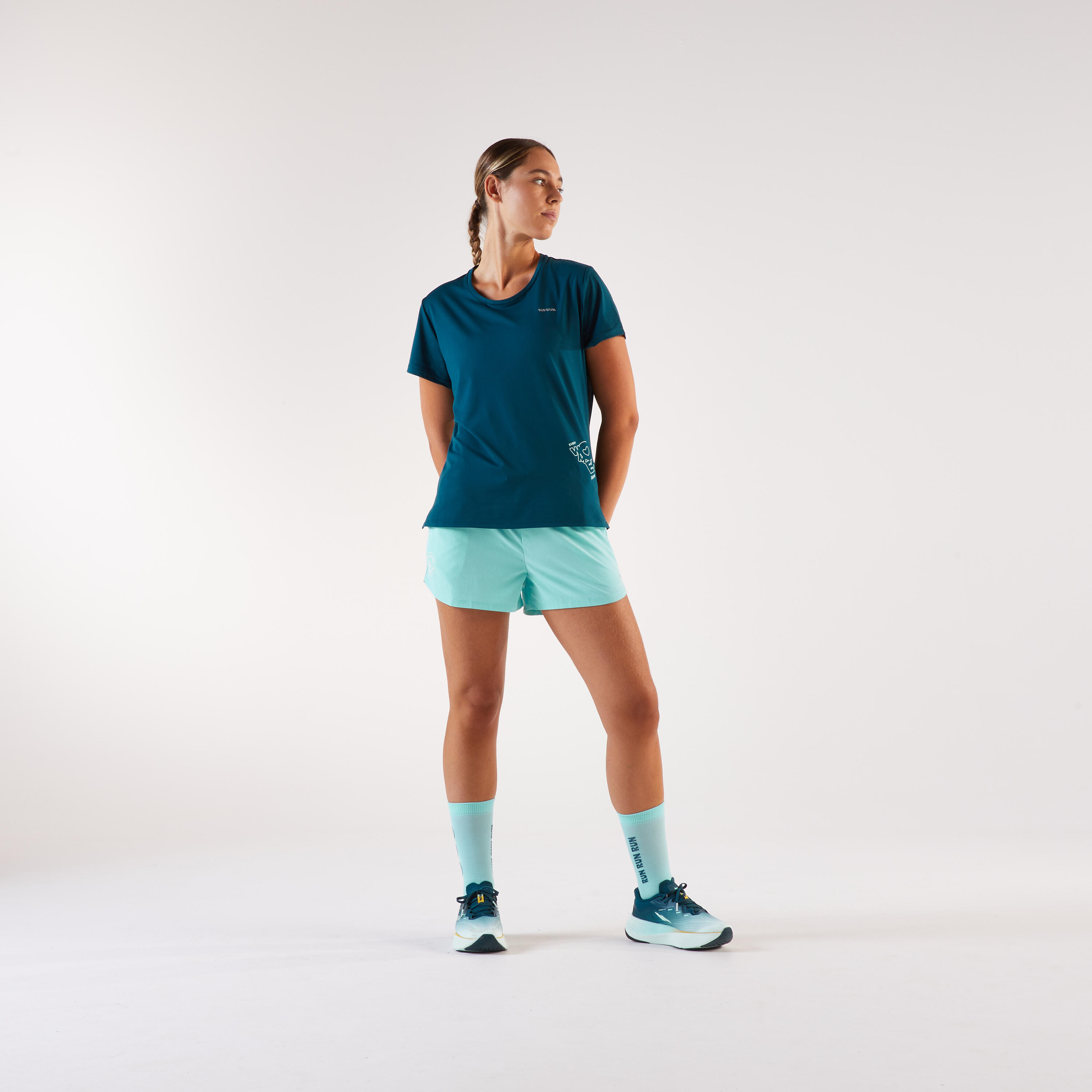 Laufshirt kurzarm Damen atmungsaktiv - Run 500 Dry blau 6/8