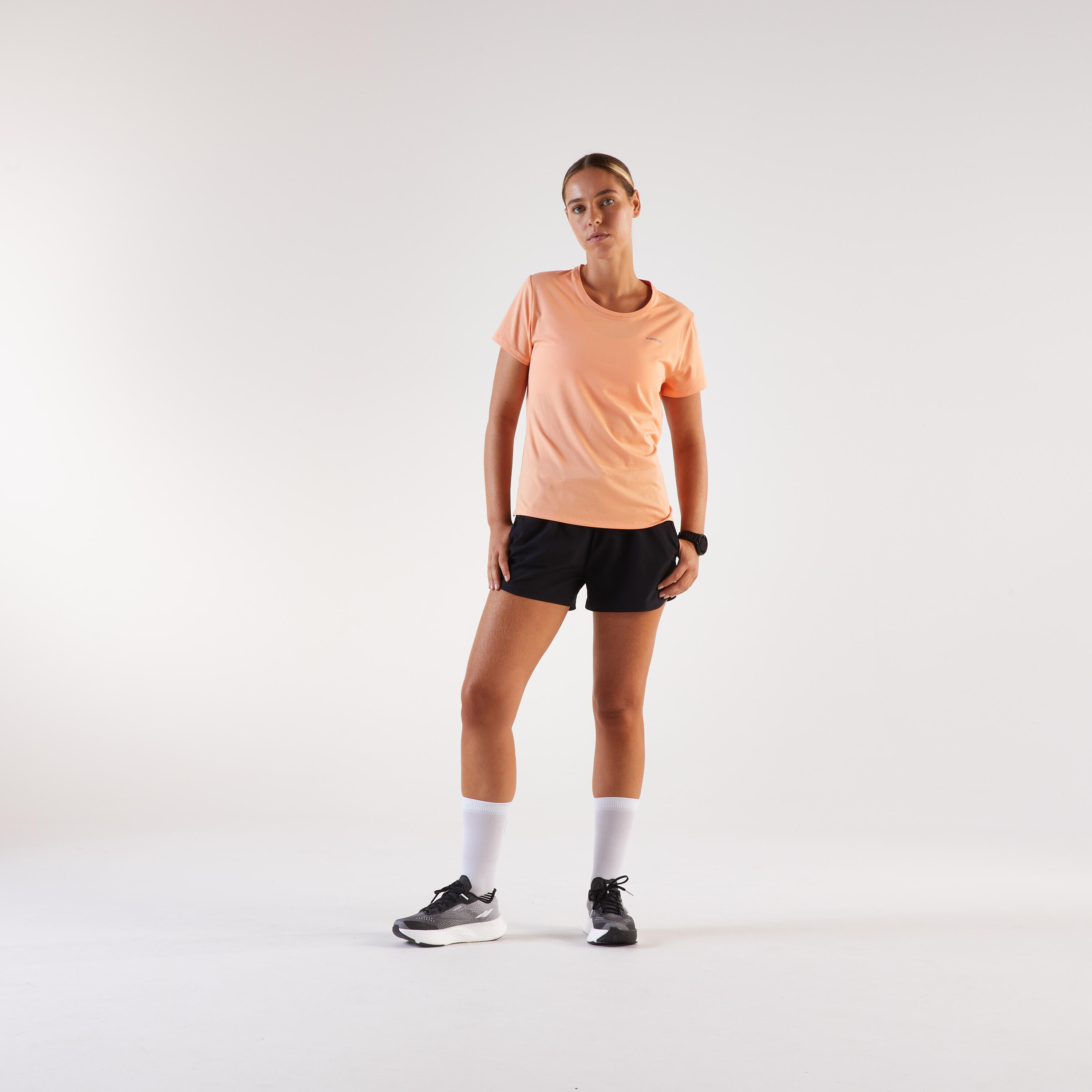 Maglia running donna RUN 500 DRY arancione 2/8