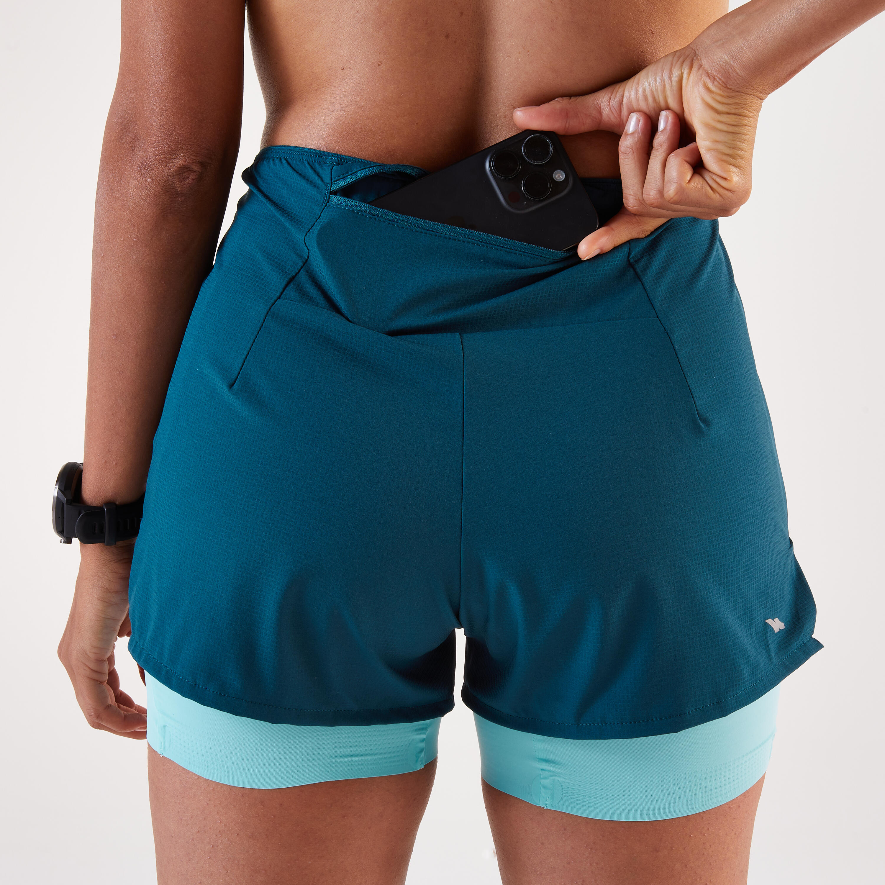 Short de course 2 en 1 femme, Run 500 Confort - KIPRUN