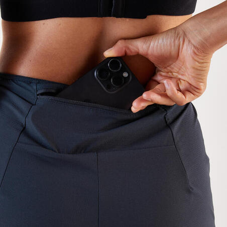 Шорти жіночі Run 500 для бігу 2-в-1 чорні