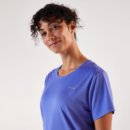 T-shirt running respirant Femme, Kiprun Run 500 Dry bleu turquoise