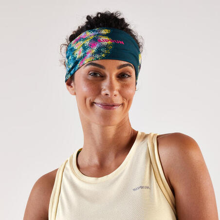 Пов'язка на голову Kiprun X Functions для бігу синя/рожева