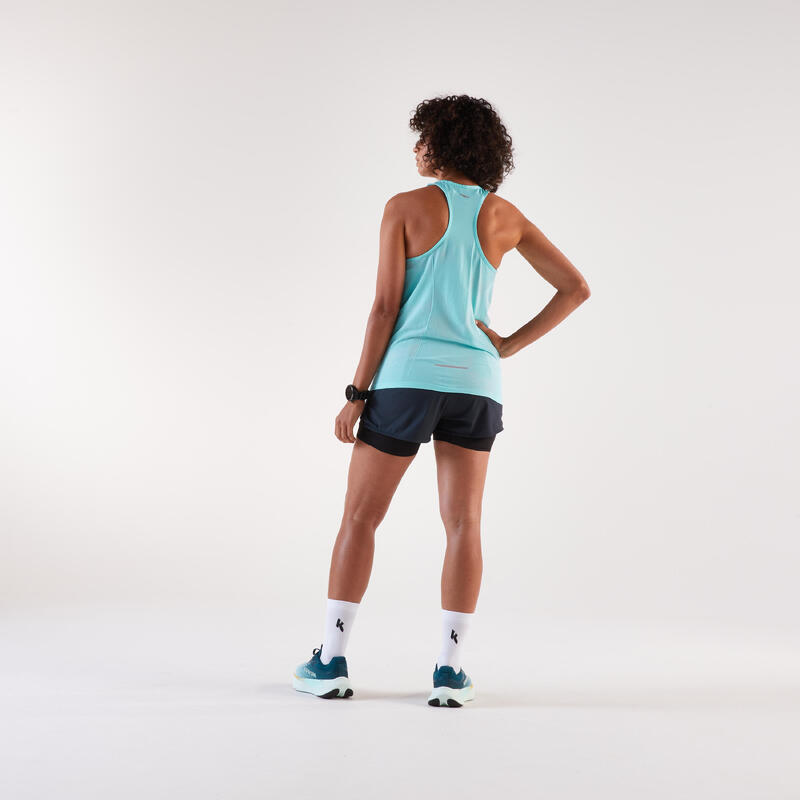 Maiou de alergare Kiprun Run 500 Confort albastru damă