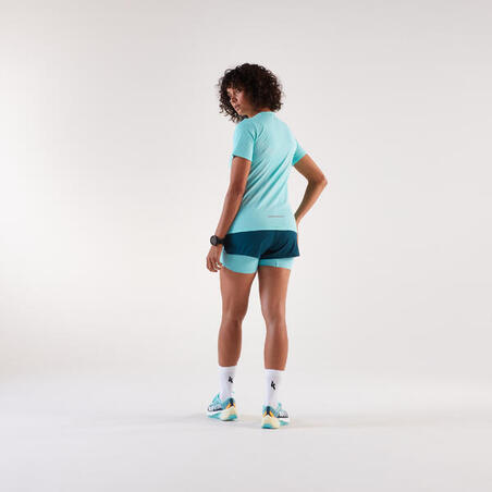 Шорти жіночі Run 500 Comfort для бігу темно-бірюзові