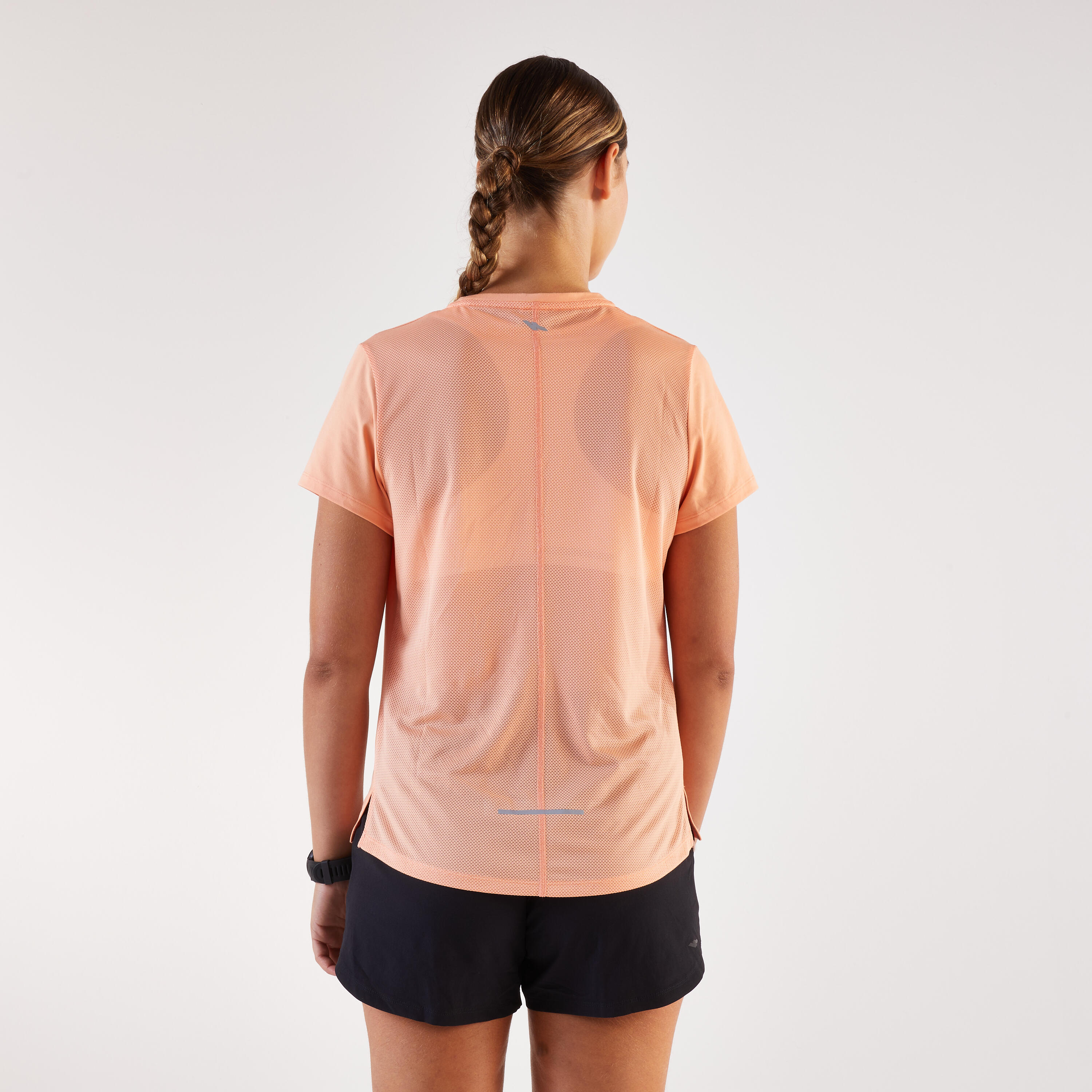 Maglia running donna RUN 500 DRY arancione 3/8